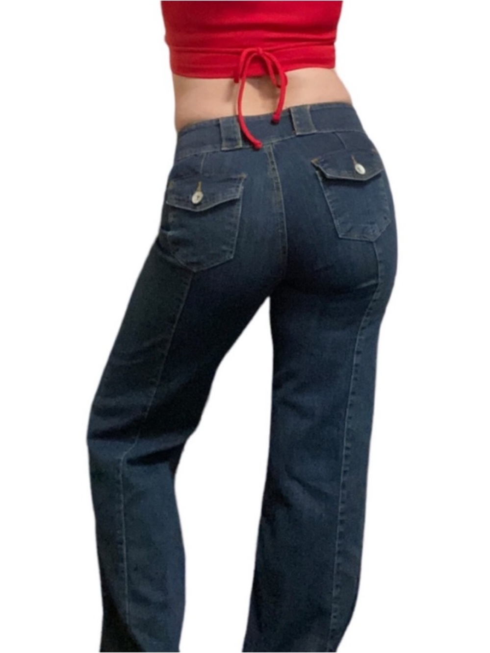 Y2K Flare Jeans lei Sophia Hiphugger Flare Flap Back Pockets Jeans Blue Hippie